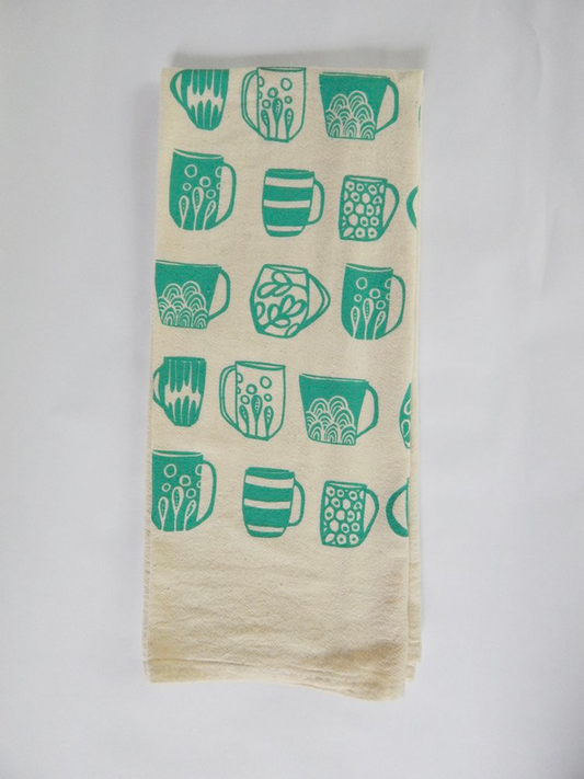 Turquoise Kitchen Mugs Hand Towel