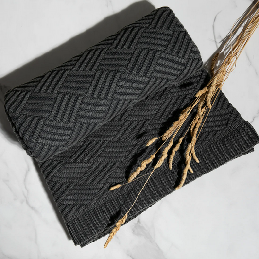 Cotton Throw Blanket | Washed Brick Charcoal