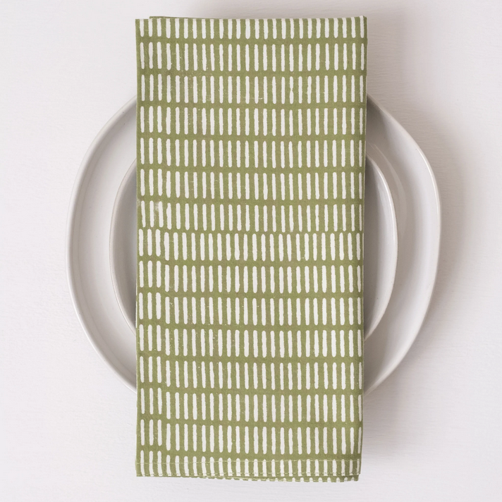 Pontis Print Napkins | Moss Green