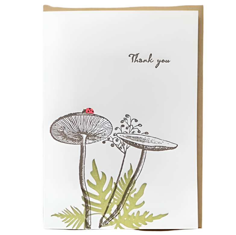 Forest Ladybug Thank You Letterpress Card